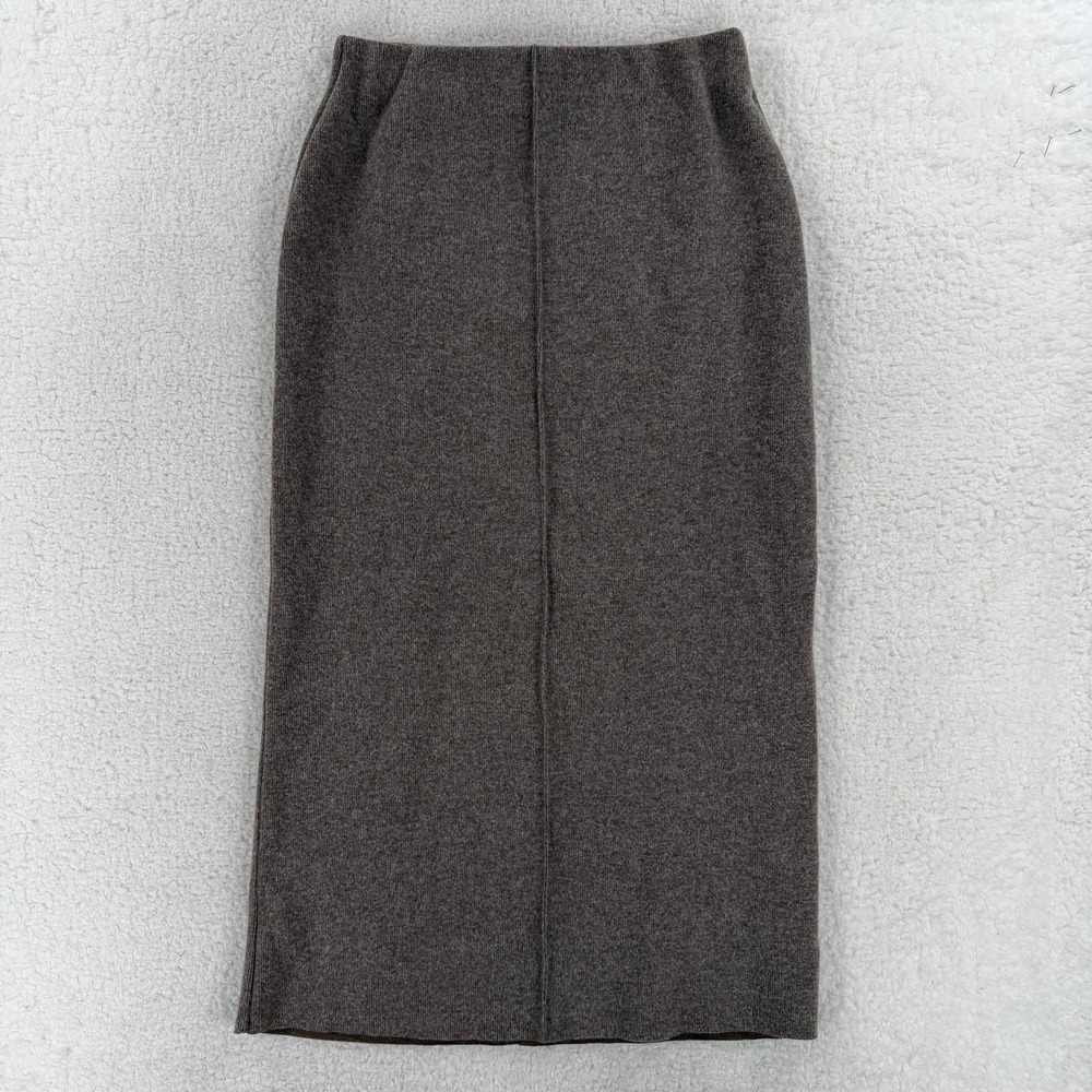 Zara Skirt Womens Small Brown Knit Pencil Midi Elastic Waist Pull On NWT